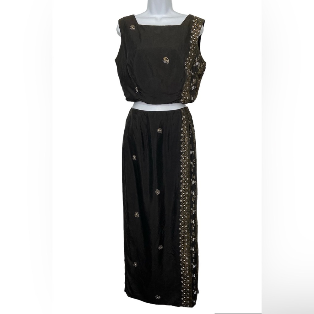 Vintage Silk Hawaiian Skirt 2-Piece Set